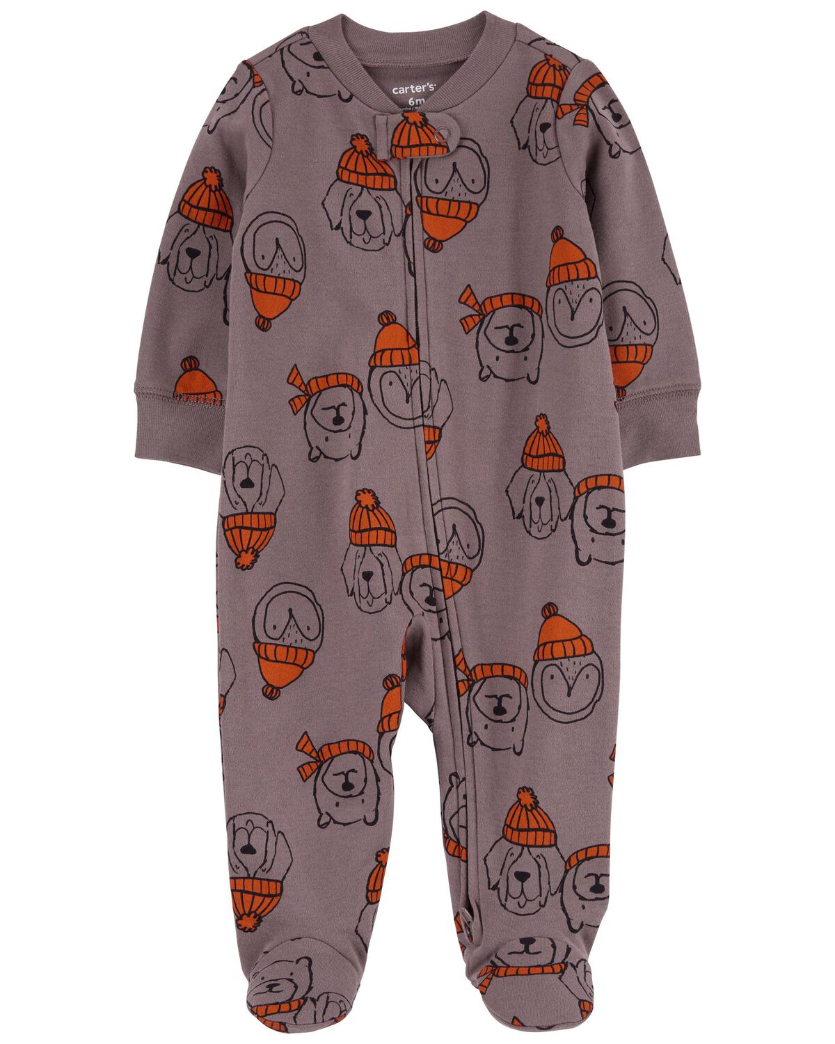 Pijama de algodón con cremallera de 2 vías con estampado animal para bebé