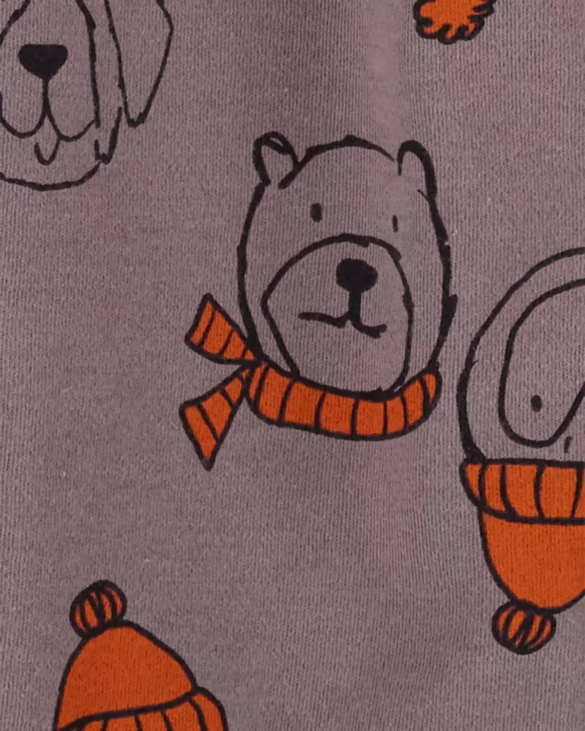 Pijama de algodón con cremallera de 2 vías con estampado animal para bebé