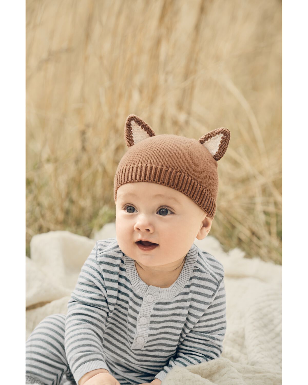 Gorro de algodón orgánico para bebé Gorra de punto Fox