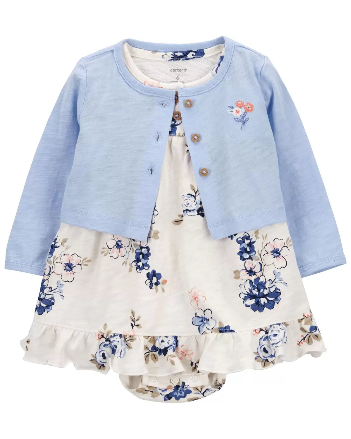 Conjunto de vestido y cárdigan de 2 piezas para bebé