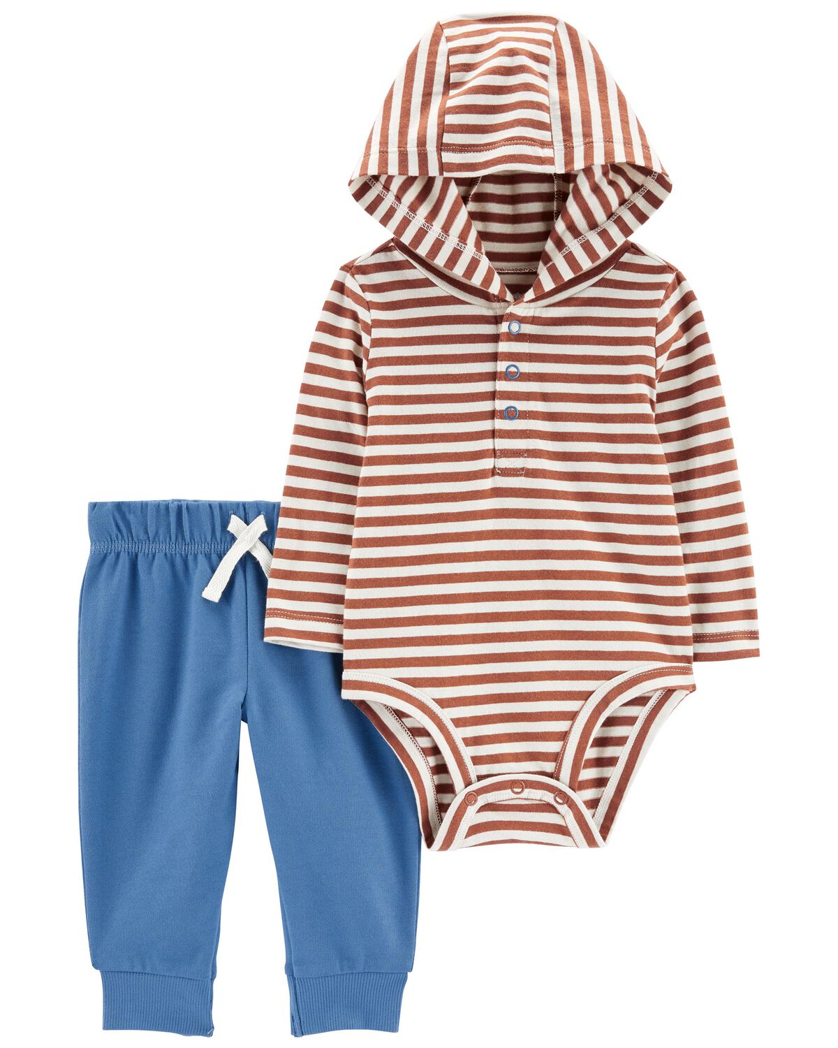 Conjunto de pantalón de body con capucha de 2 piezas para bebé