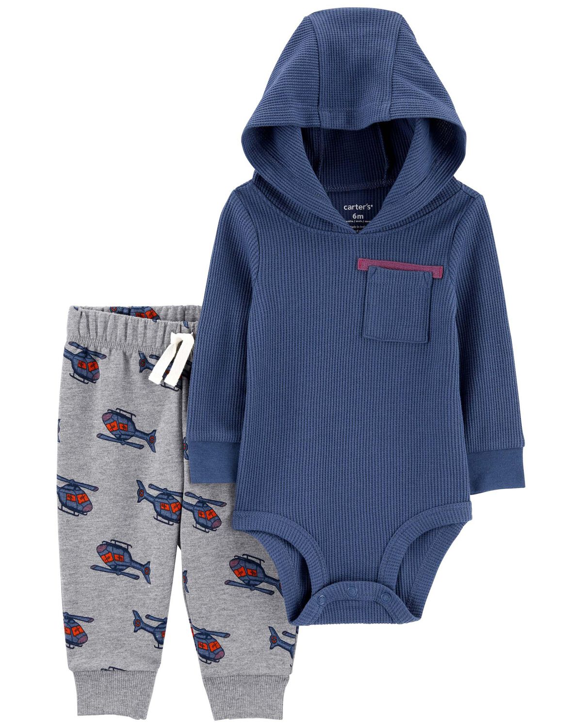 Conjunto de pantalón de body térmico con capucha de 2 piezas para bebé