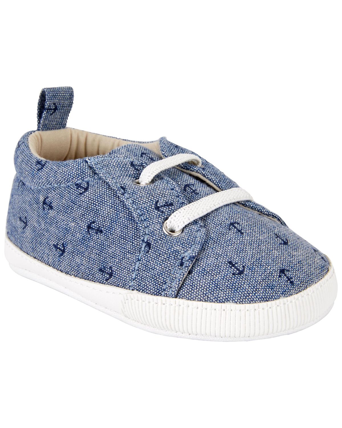 Zapatillas suaves sin cordones con estampado de ancla para bebé