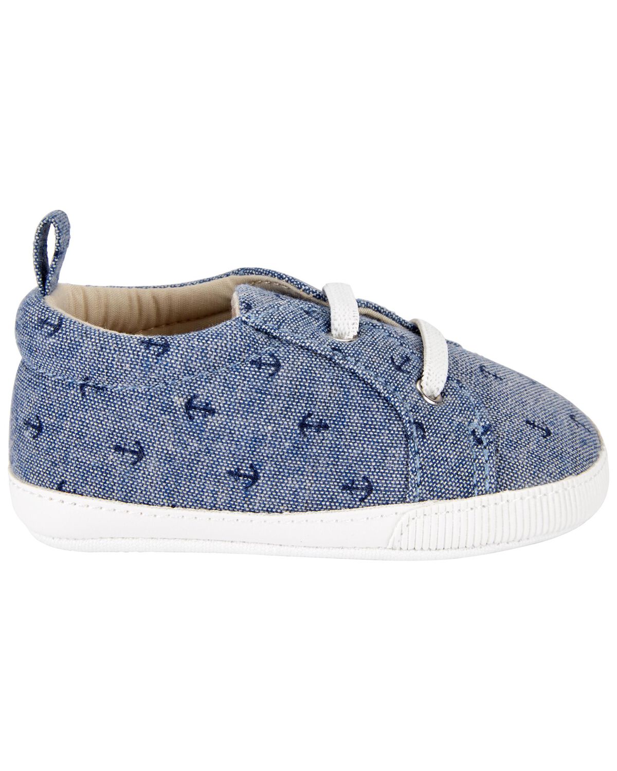Zapatillas suaves sin cordones con estampado de ancla para bebé