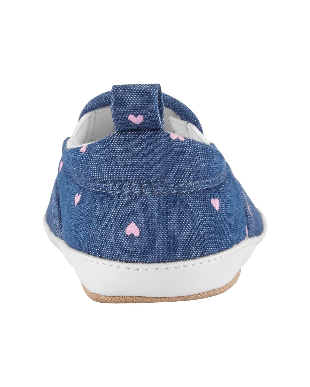 Zapatos blandos sin cordones de corazón de cambray para bebé