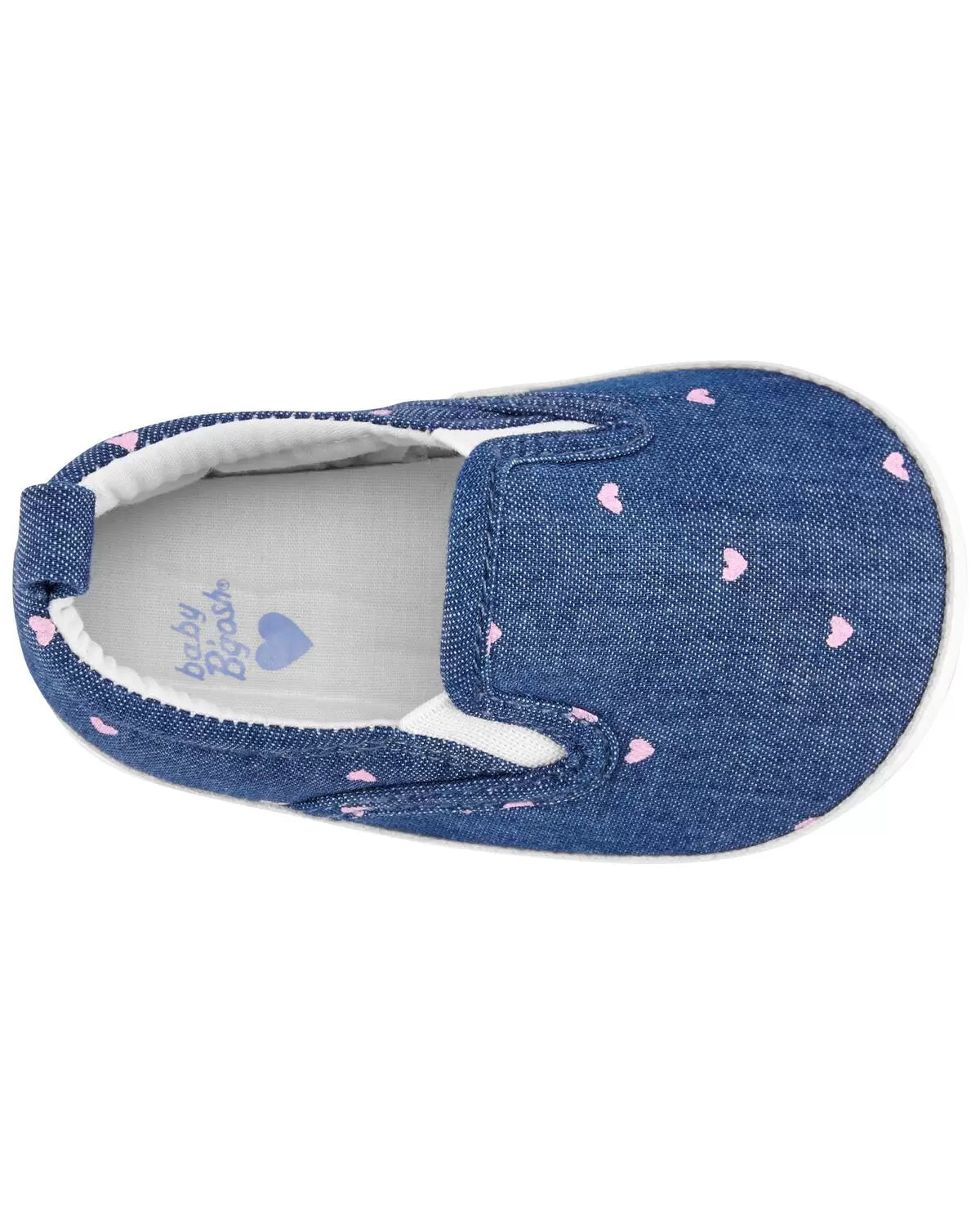 Zapatos blandos sin cordones de corazón de cambray para bebé
