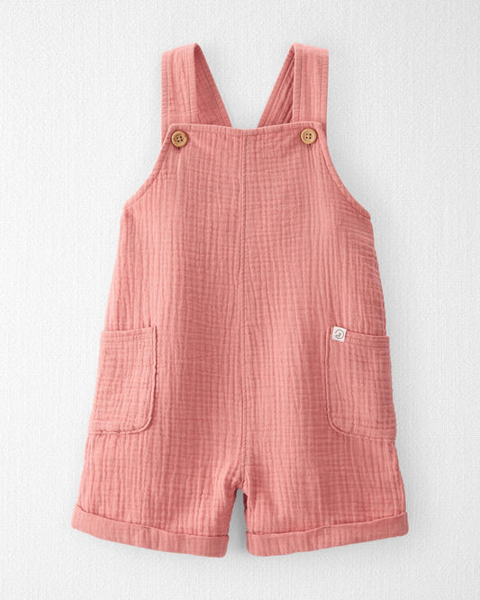 Pantalón corto de gasa de algodón orgánico para niños pequeños en rosa