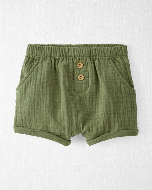 Pantalones cortos de gasa de algodón orgánico para niños pequeños
