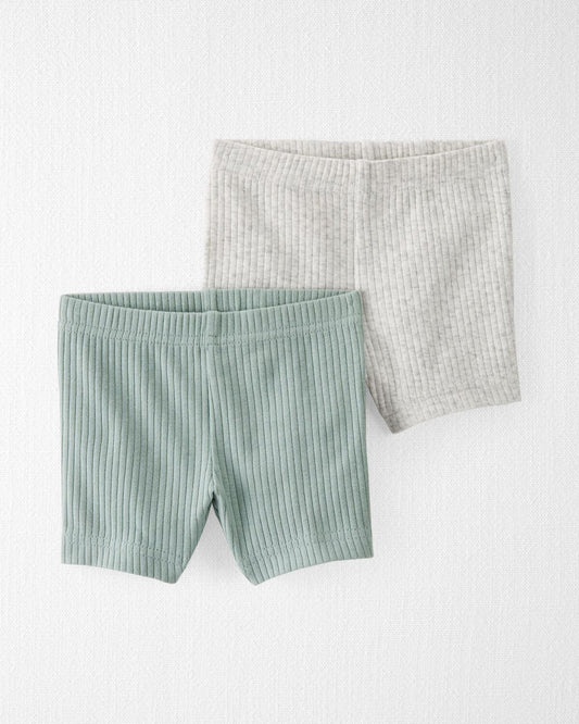 Pantalones cortos de pedal acanalados de algodón orgánico para bebé