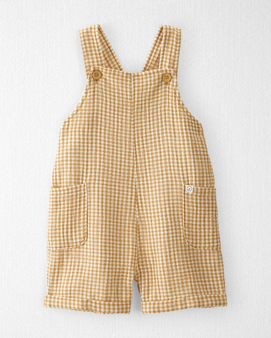 Pantalón corto de gasa de algodón orgánico para niños pequeños en amarillo
