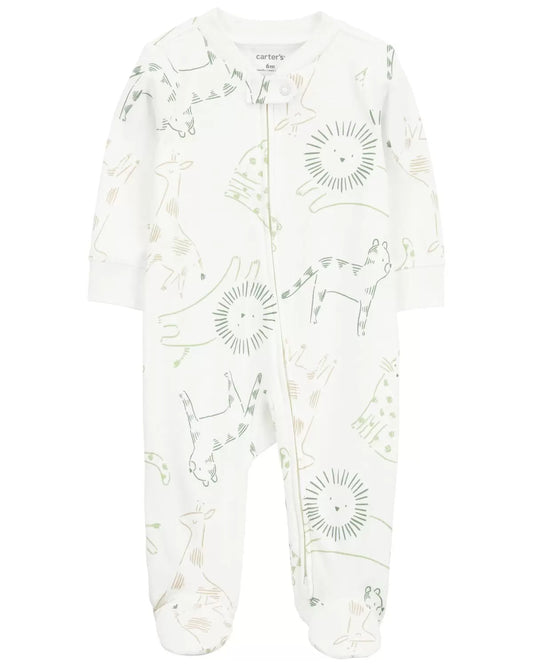 Pijama Dormir y jugar de algodón con cremallera con estampado animal para bebé