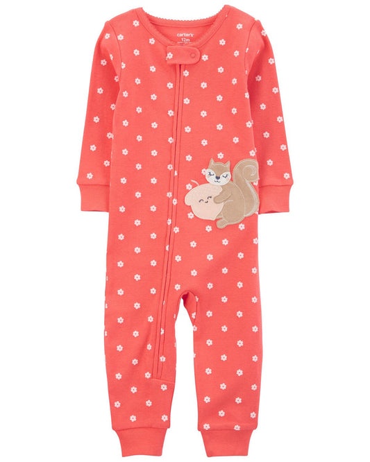 Pijama sin pies de ardilla 100% algodón ajustado para bebé